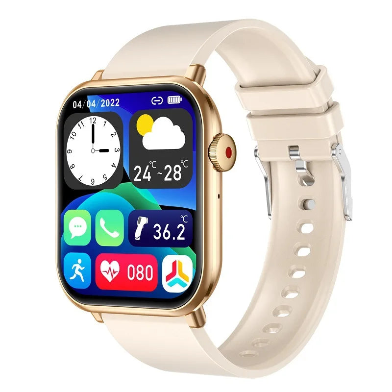 New QX9 Smart Watch For Men Women 1.96 Inch Screen Bluetooth Call Heart Rate Blood Oxygen Temperature Monitoring Voice Assistant