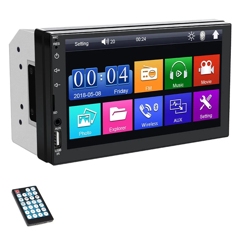 Hippcron 7" Car Radio 2Din Multimedia MP5 Player Wired Carplay Android AutoTouch Screen FM AUX Input Bluetooth Support Camera
