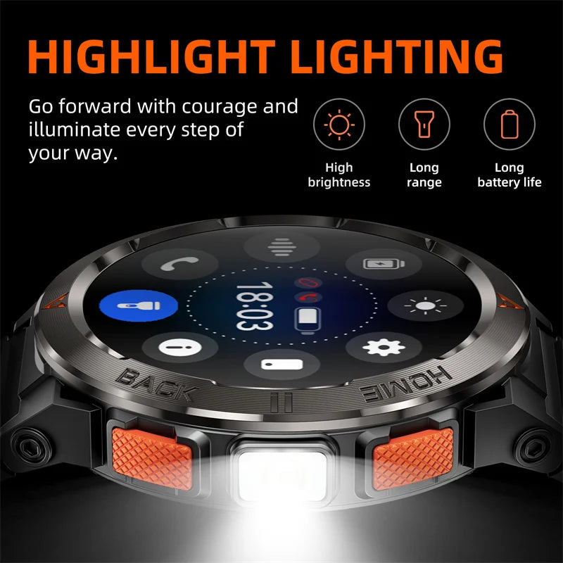 Amoled Smart Watch GS500 BT Call GPS Positioning Compass Led Light 530mAh Large Battery Outdoor Sport Health Tracker Smartwatch