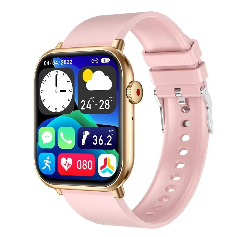 New QX9 Smart Watch For Men Women 1.96 Inch Screen Bluetooth Call Heart Rate Blood Oxygen Temperature Monitoring Voice Assistant