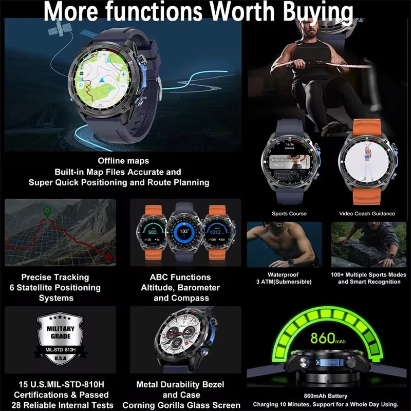 2025 New For HUAWEI Original 3ATM Ultra GPS Smart Watch Men Rugged Smart Watches Military Electronic Waterproof Digital Bracelet