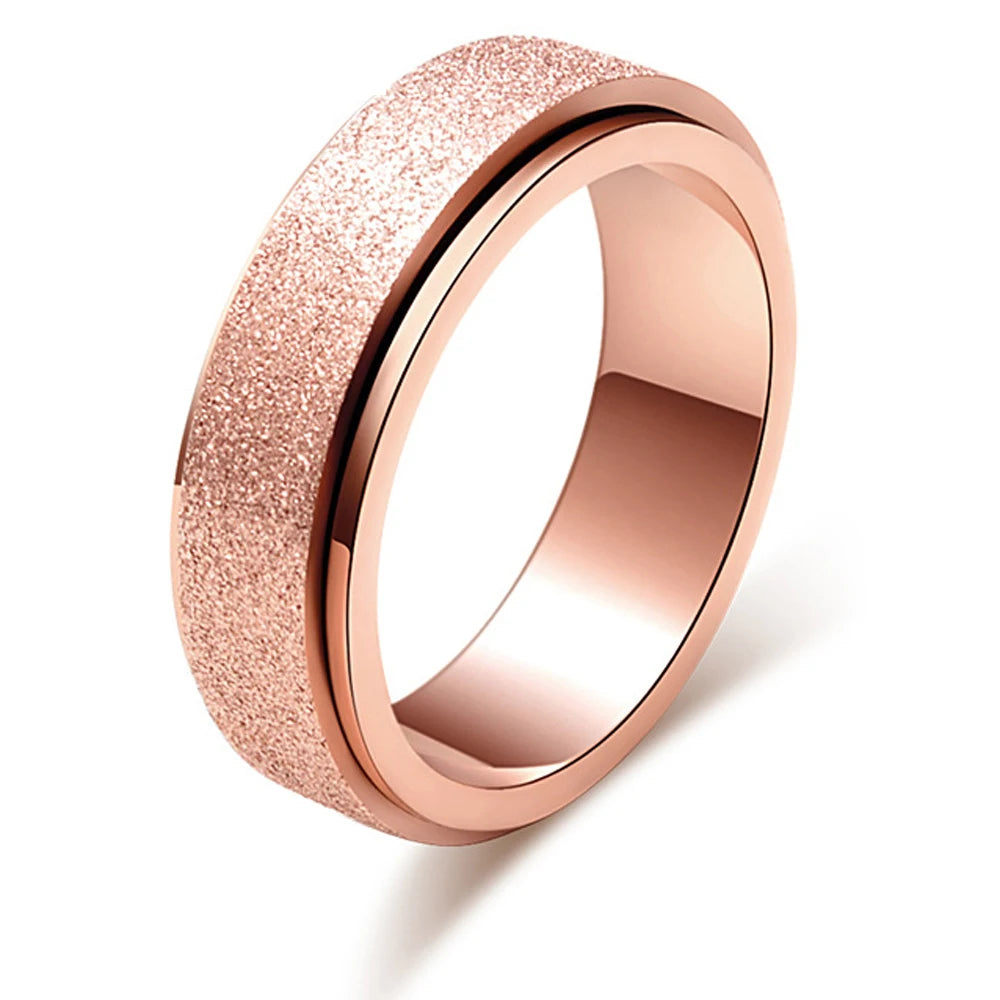 Fashion Multi Color 6mm Sandblasting Stainless Steel Spinner Ring for Women Men Stress Release Rotatable Bands Casual Tail Rings