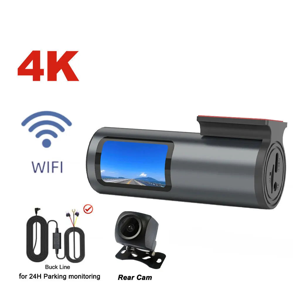 Dash Cam 4K WiFi GPS Dash Camera for Cars Mini Front Car DVR 24H Parking Mode G-Sensor Car Driving Video Recorder Loop Recording