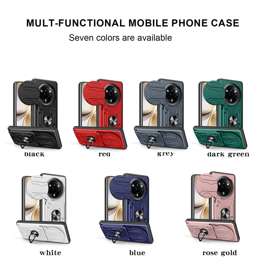 Card Storage Slot Camera Protect case for Realme 14 Pro + realme 13 Pro Armor Hybrid Ring Cover