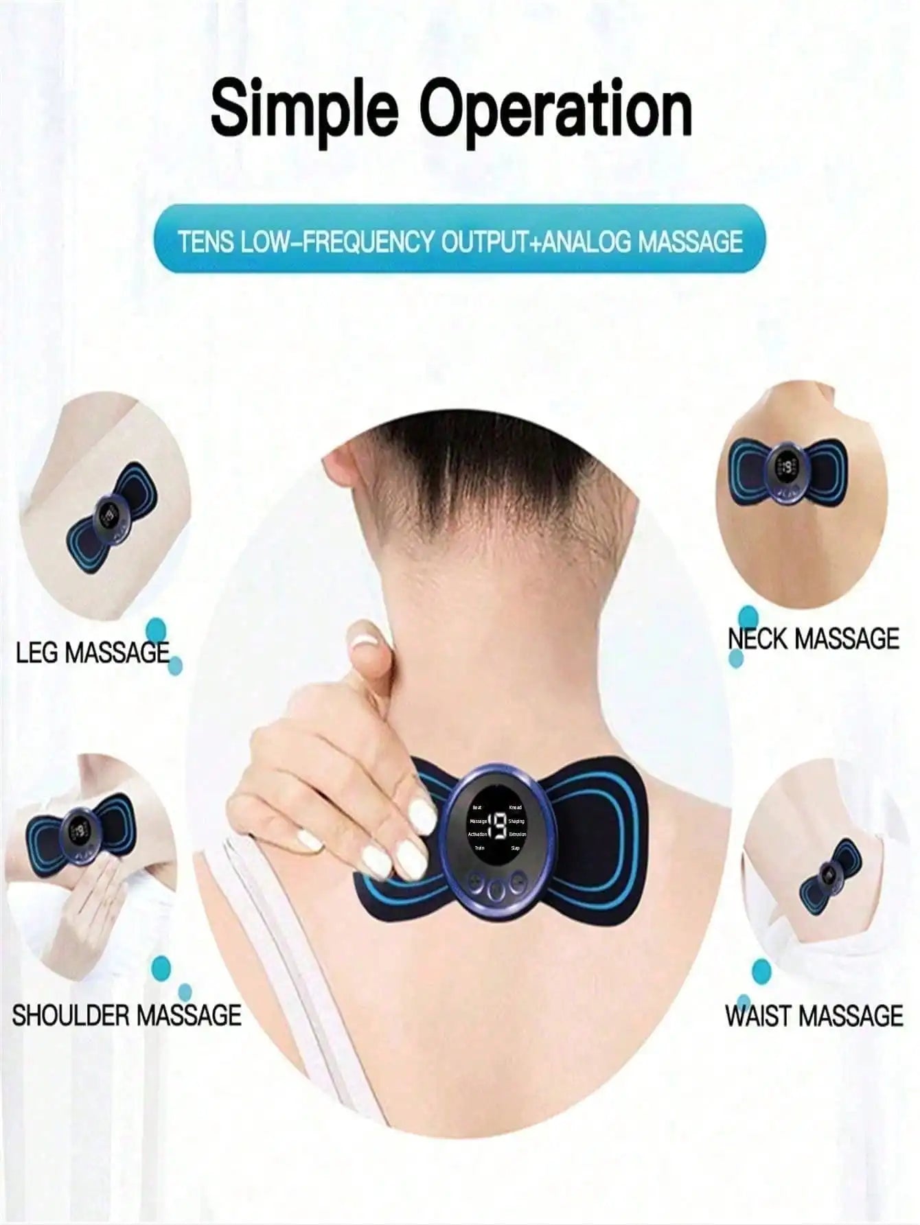 Mini Neck Massager, Electric Massager Sticker, Portable Body Massage Patch For Men, Women, Shoulder, Arms, Leg
