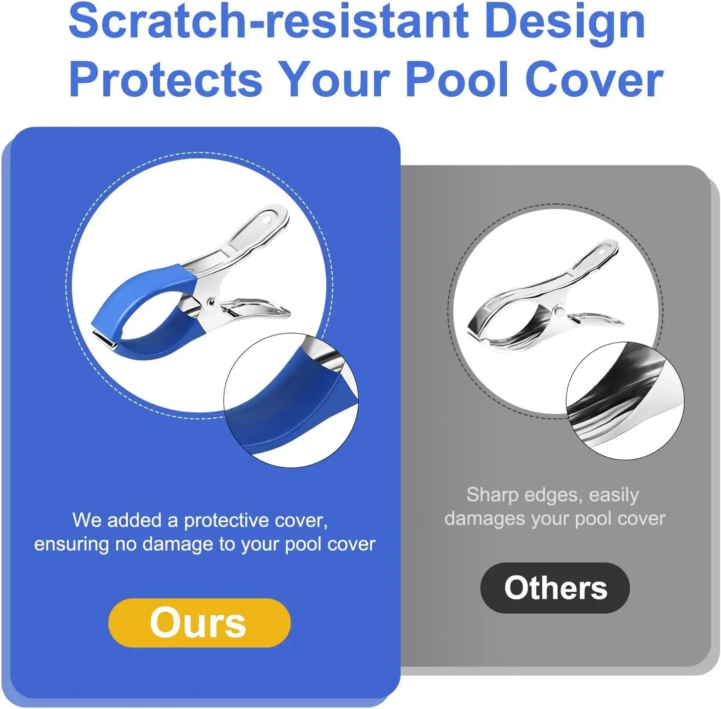 6/12Pcs Pool Cover Clips Stainless Steel Pool Cover Clamps For Above Ground Swimming Pool Wind Guard Clip Black Blue