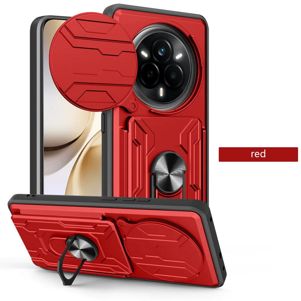 Card Storage Slot Camera Protect case for Realme 14 Pro + realme 13 Pro Armor Hybrid Ring Cover