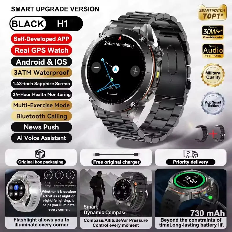 GPS New For HUAWEI Smart Watch DIgital Military Sport Electronic Bluetooth 10 ATM Waterproof Diving Original Bracelet For Xiaomi
