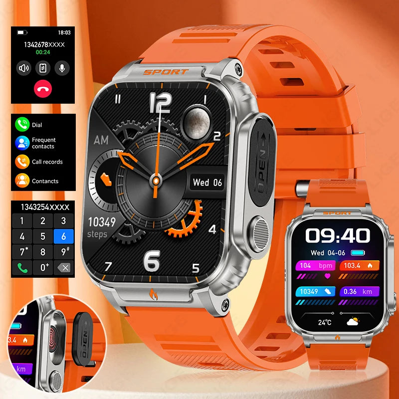 LIGE New 1.95" HD Screen Smart Watch Men 500mAh Big Battery Outdoor Sports Man Watches BT Call Smartwatch With Electronic Heater