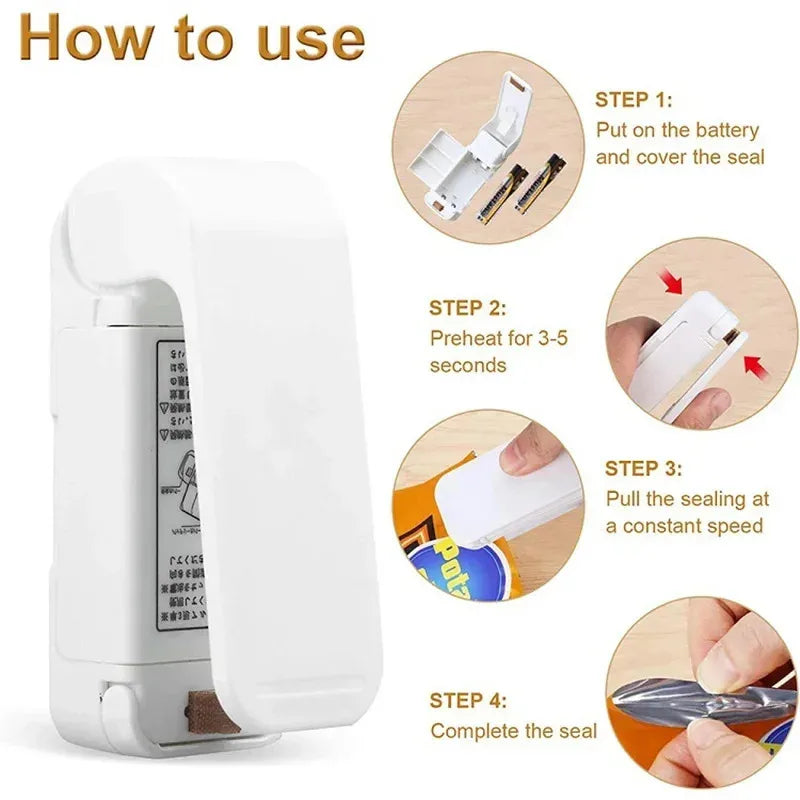 Kitchen Gadgets Mini Heat Bag Packaging Sealer Portable Plastic Bag Clip Sealing Machine Food Storage Seal Snack Sealing