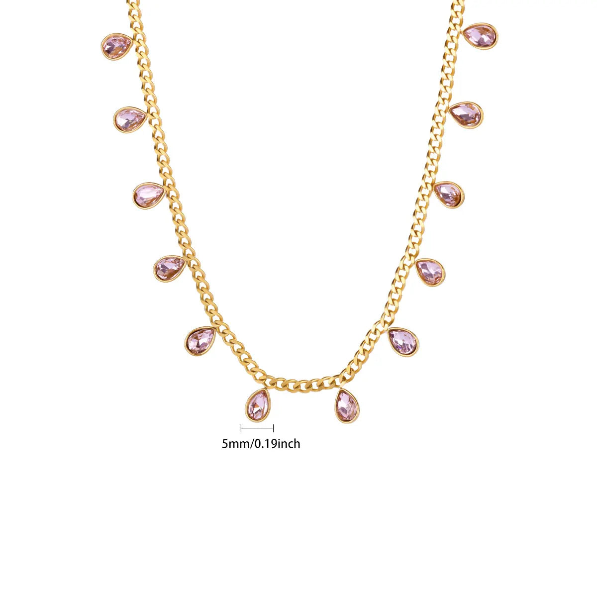 Colored Zircon Waterdrop Necklace For Women Stainless Steel Gold Color Chain Choker Necklace Luxury Jewelry collares para mujer