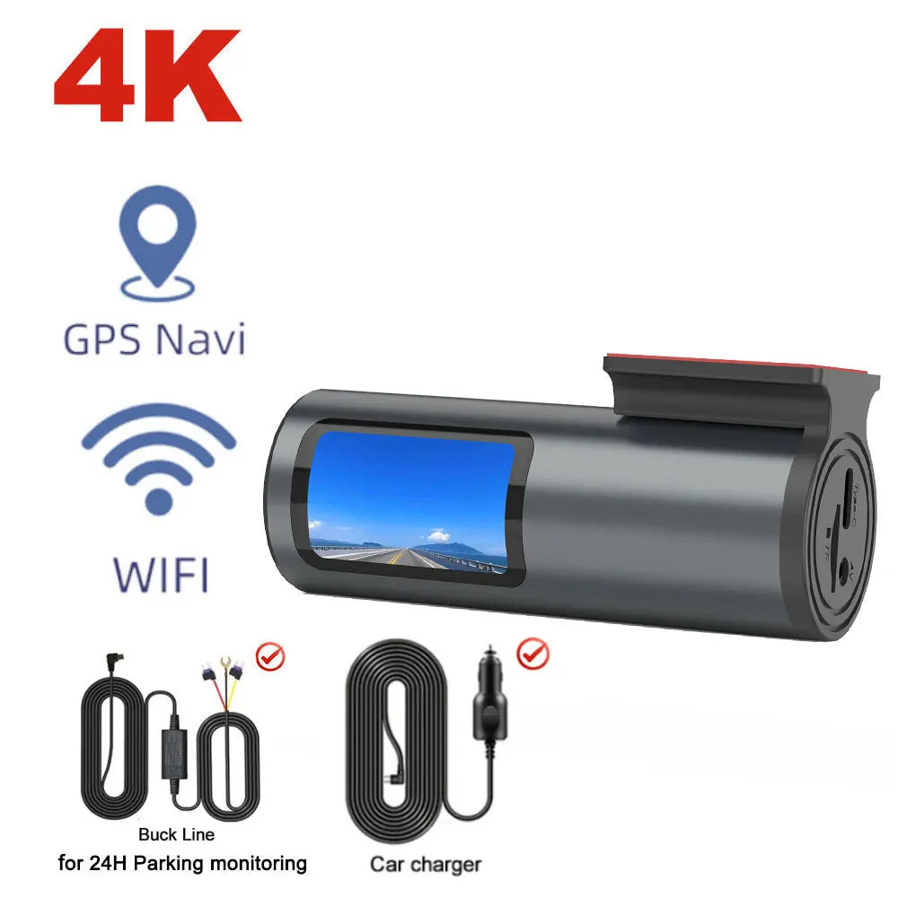 Dash Cam 4K WiFi GPS Dash Camera for Cars Mini Front Car DVR 24H Parking Mode G-Sensor Car Driving Video Recorder Loop Recording