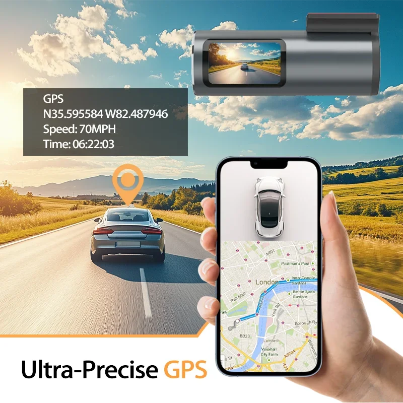 Dash Cam 4K WiFi GPS Dash Camera for Cars Mini Front Car DVR 24H Parking Mode G-Sensor Car Driving Video Recorder Loop Recording