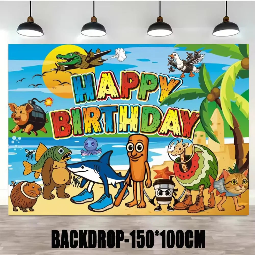 Italian Brainrot Birthday Party Decoration Tung Tung Sahur Tralalelo Tralala Balloon Sticker Cup Plate for Party Favor Supplies