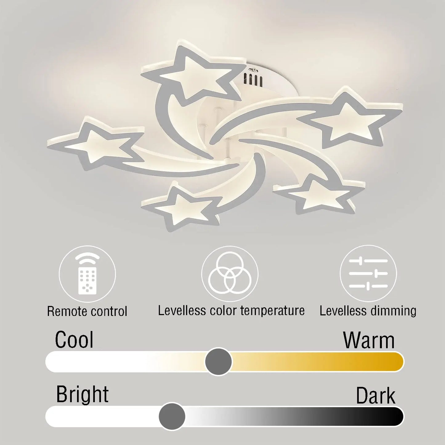 Smart Dimmable LED Ceiling Light APP Control Chandelier for Living Room Star Acrylic Lamp Remote Control Flush Mount for Bedroom