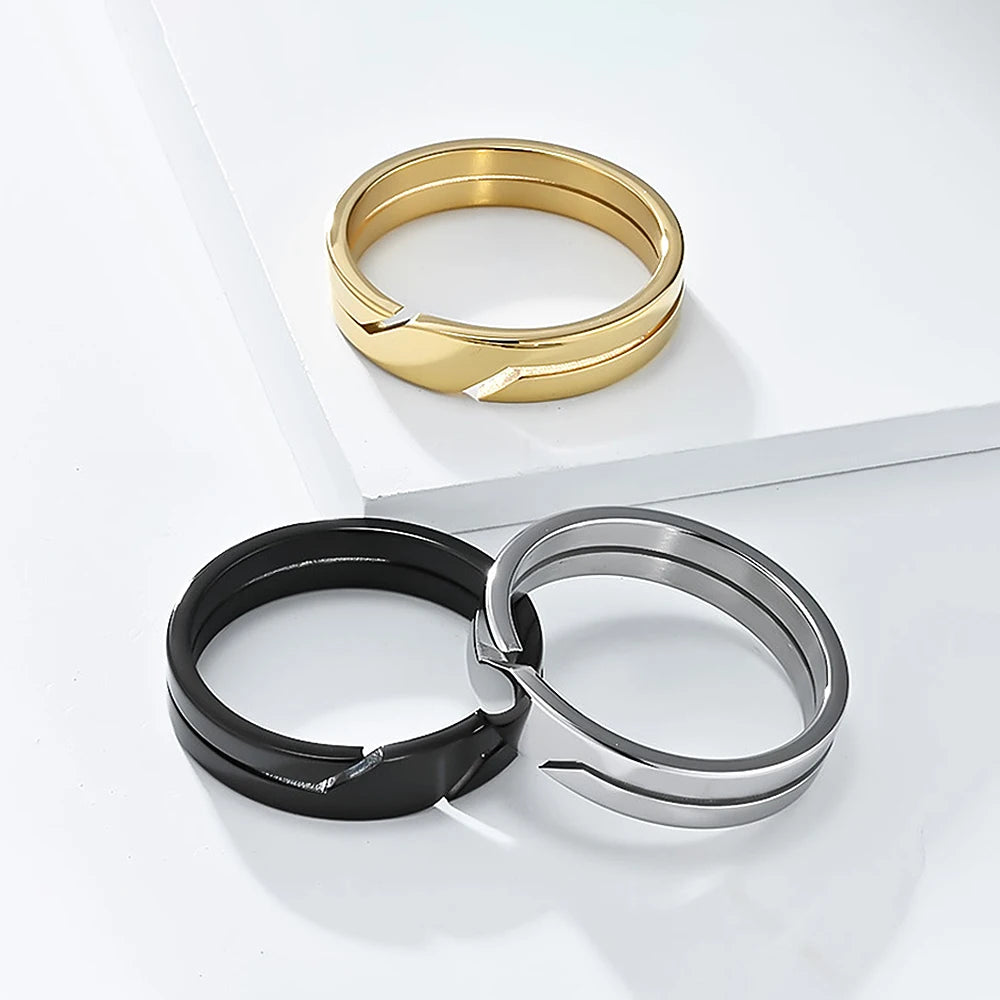 Fashion Casual Stainless Steel Couple Rings For Men Women Punk Simple Finger Ring Charm Jewelry Anniversary Gifts Dropshipping