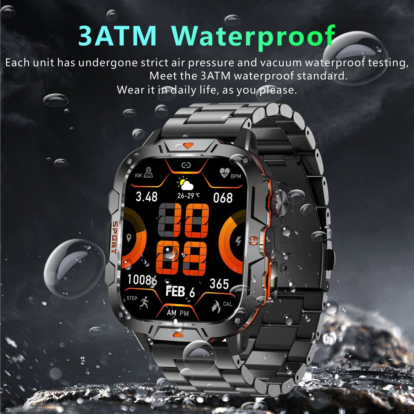 2025 New Smart Watch for Men Bluetooth Call Fitness Tracker LED Flashlight 3ATM Waterproof Sport Smartwatch for Android iOS