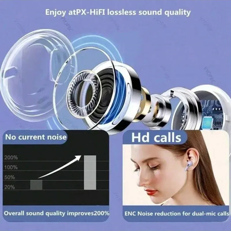 TWS Earphone Bluetooth Headphones with Mic 9D Stereo Pro 6 Earbuds for Xiaomi Samsung Android Wireless Bluetooth Headset