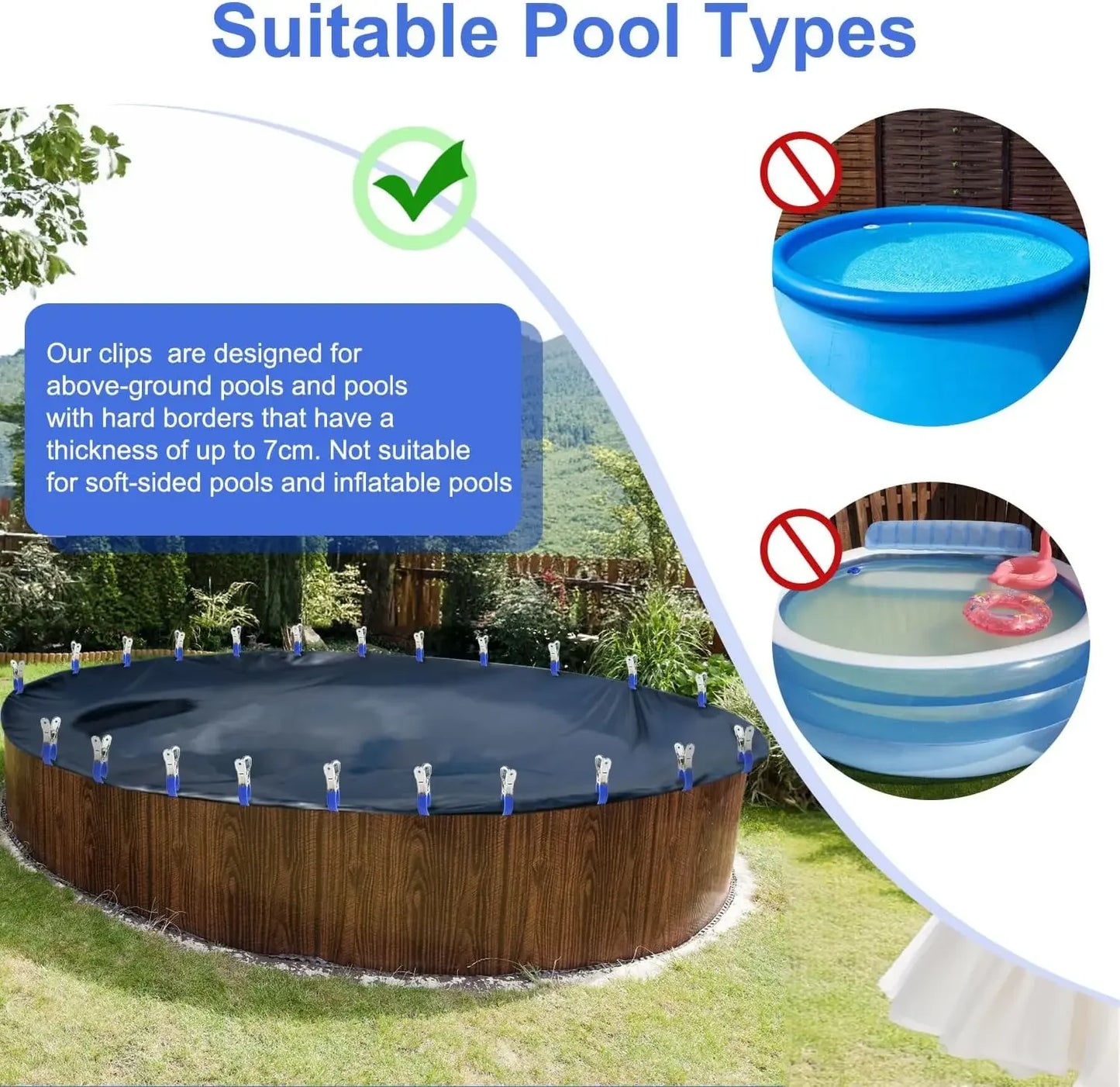 6/12Pcs Pool Cover Clips Stainless Steel Pool Cover Clamps For Above Ground Swimming Pool Wind Guard Clip Black Blue