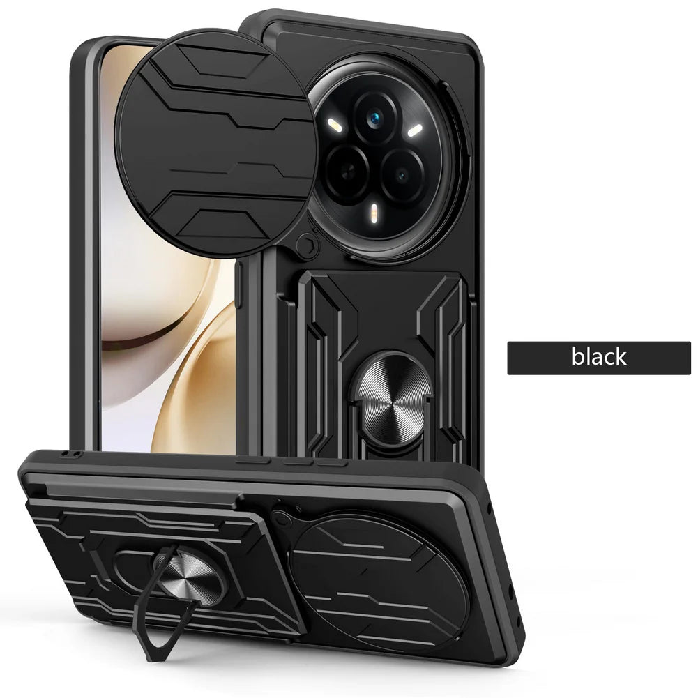 Card Storage Slot Camera Protect case for Realme 14 Pro + realme 13 Pro Armor Hybrid Ring Cover