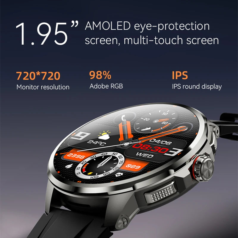 Men’s Smartwatch Hombre AMOLED Android 4G WiFi GPS Tracker NFC Rotating Camera Smart Watch Gifts for Man 2025 New Electronics