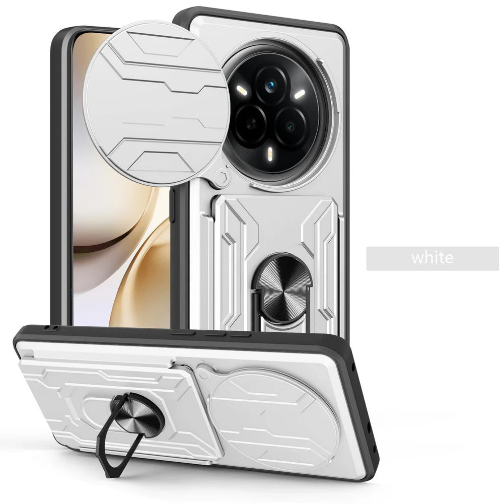Card Storage Slot Camera Protect case for Realme 14 Pro + realme 13 Pro Armor Hybrid Ring Cover