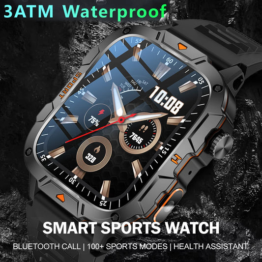 2025 New Smart Watch for Men Bluetooth Call Fitness Tracker LED Flashlight 3ATM Waterproof Sport Smartwatch for Android iOS