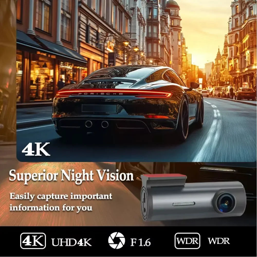 Dash Cam 4K WiFi GPS Dash Camera for Cars Mini Front Car DVR 24H Parking Mode G-Sensor Car Driving Video Recorder Loop Recording