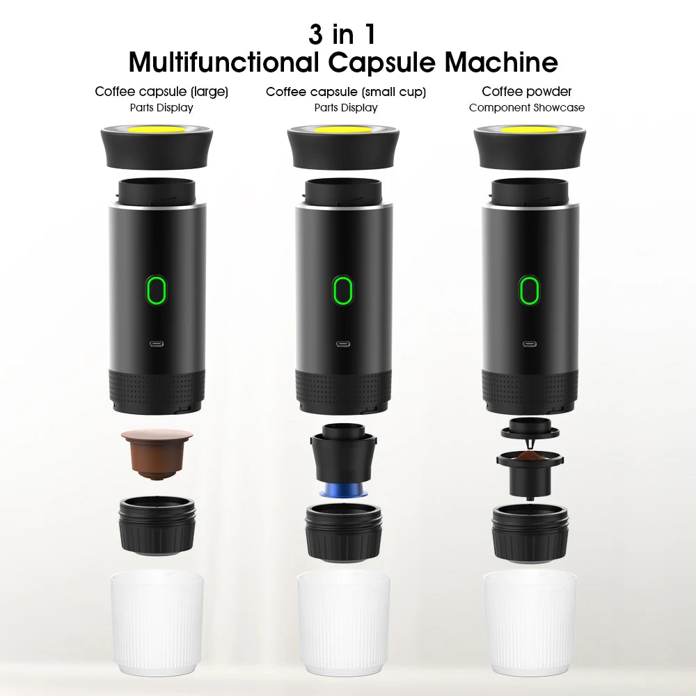 Wireless Portable Fully Automatic Coffee Maker 3 in 1 Electric Coffee Machine for Car & Home Travel Camping Espresso Machine
