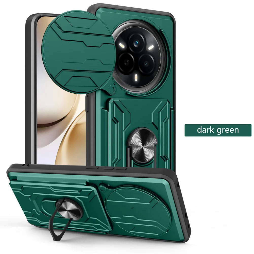 Card Storage Slot Camera Protect case for Realme 14 Pro + realme 13 Pro Armor Hybrid Ring Cover