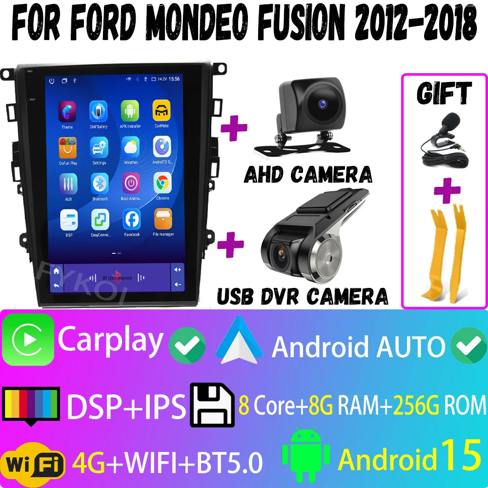 12.1" Android 15 For Ford Mondeo Fusion 2012-2018 Video Player Car Intelligent Systems Carplay Screen GPS Navigation Head Unit