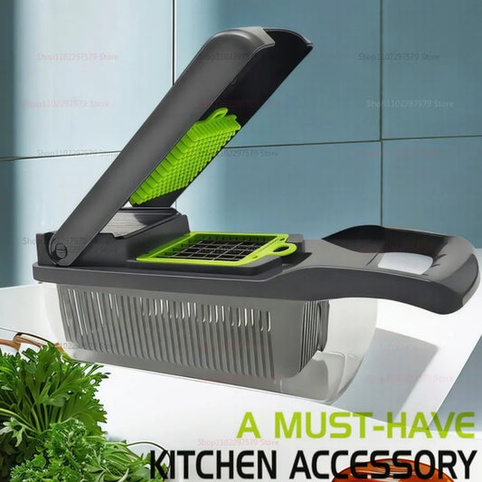 14/16-in-1 Vegetable Chopper Food Slicer Grater Carrot Tomato Cheese Onion Shredder Kitchen Utensil for Meal Prep & Cooking