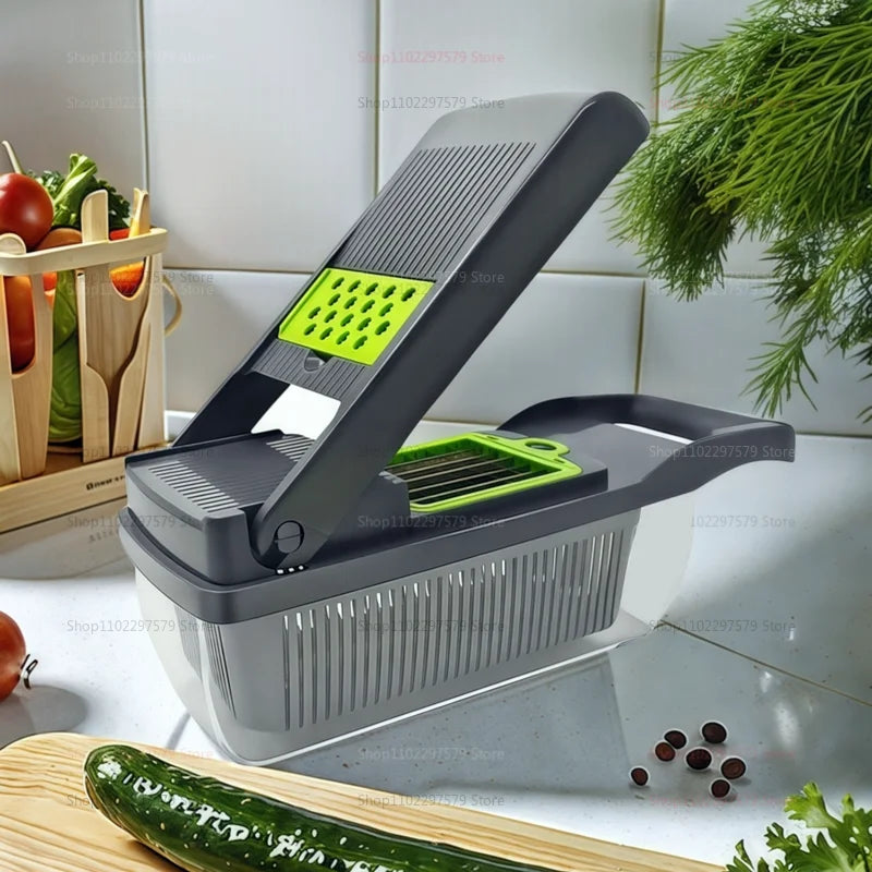 14/16-in-1 Vegetable Chopper Food Slicer Grater Carrot Tomato Cheese Onion Shredder Kitchen Utensil for Meal Prep & Cooking