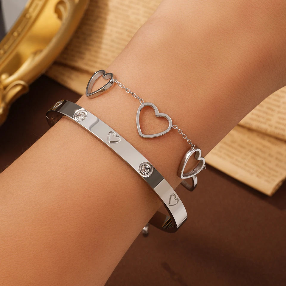 3PCS French Lucky Clover Women's Bracelet Set High Quality Stainless Steel INS Hot Selling Bracelet Charm Feeling Jewelry Gift