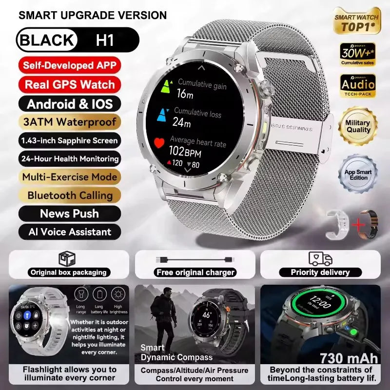 GPS New For HUAWEI Smart Watch DIgital Military Sport Electronic Bluetooth 10 ATM Waterproof Diving Original Bracelet For Xiaomi