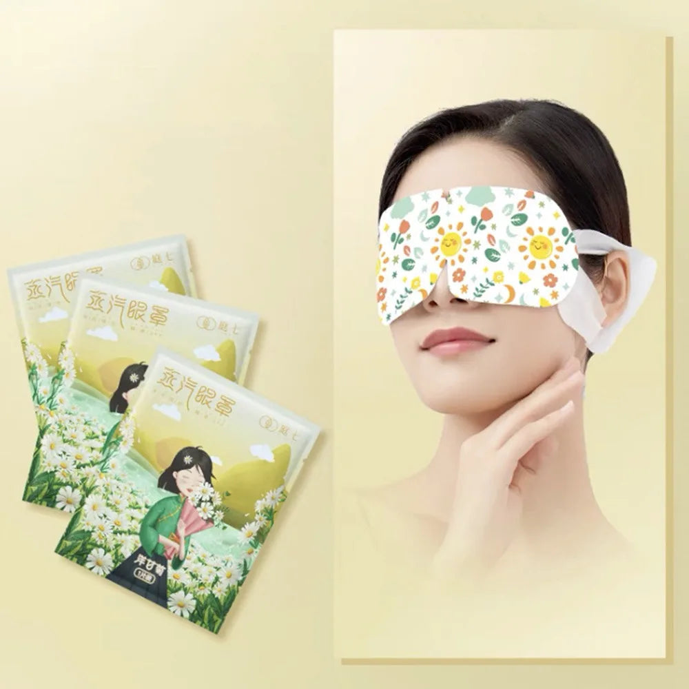 10PCS/Pack Self-Heating Steam Eye Mask Relieve Eye Fatigue Alleviate Dryness Hot Compress Eye Patch No Fragrance Chamomile