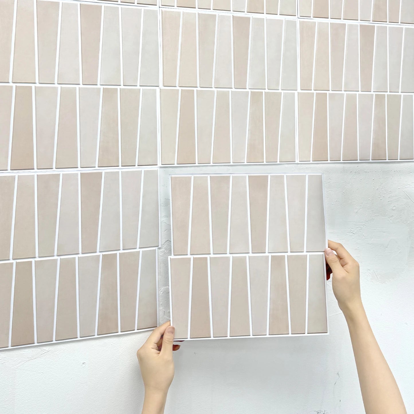 10pcs Peel and Stick Wall Panels - PVC Tile Wall Stickers, Self-adhesive, Easy to Install, For RV, Living Room, Kitchen, etc.