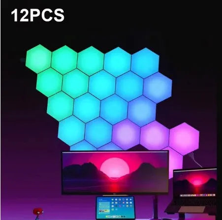 Smart LED RGB Wall Lamp Hexagonal Quantum Night Light - APP & Bluetooth Control Creative Home Decorative Lighting for Room