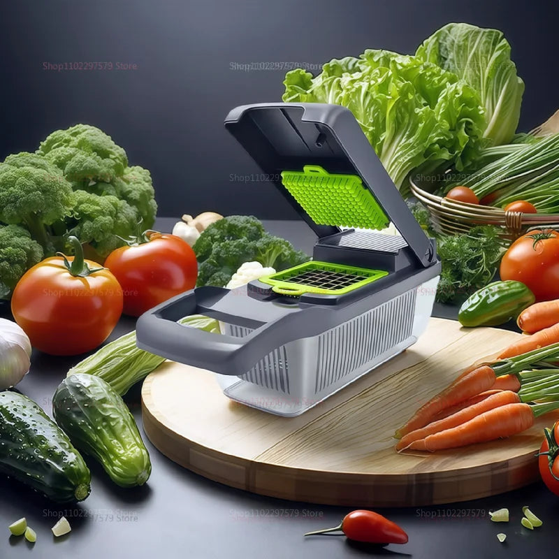 14/16-in-1 Vegetable Chopper Food Slicer Grater Carrot Tomato Cheese Onion Shredder Kitchen Utensil for Meal Prep & Cooking