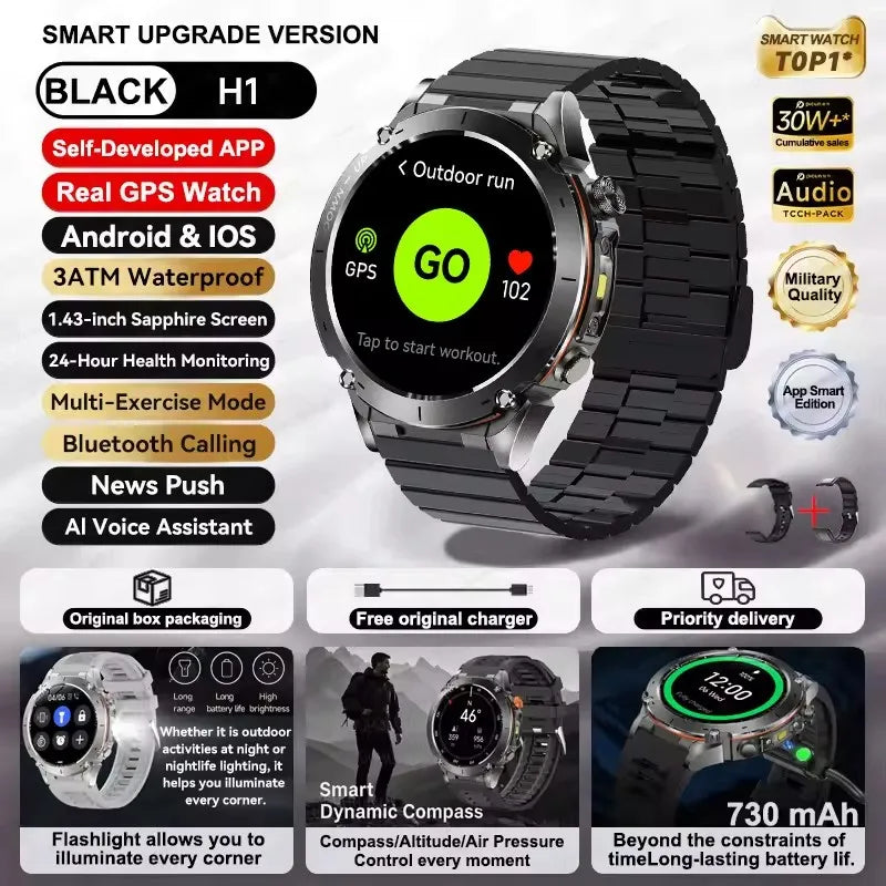 GPS New For HUAWEI Smart Watch DIgital Military Sport Electronic Bluetooth 10 ATM Waterproof Diving Original Bracelet For Xiaomi