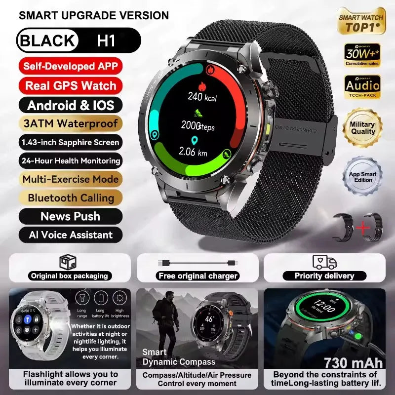 GPS New For HUAWEI Smart Watch DIgital Military Sport Electronic Bluetooth 10 ATM Waterproof Diving Original Bracelet For Xiaomi