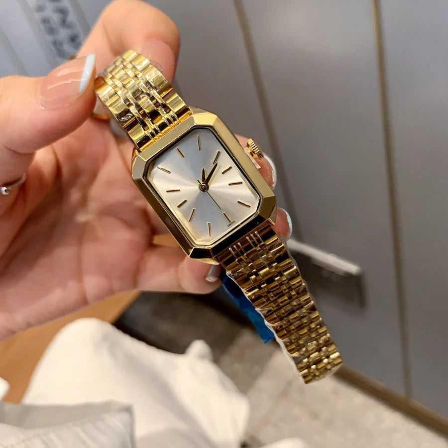 Fashion Brand Wrist Watches Women Girl Ladies Pretty 23mm Rectangle Style Dial Steel Metal Band Quartz Luxury Clock R211