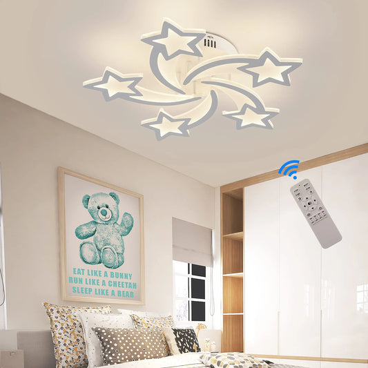 Smart Dimmable LED Ceiling Light APP Control Chandelier for Living Room Star Acrylic Lamp Remote Control Flush Mount for Bedroom