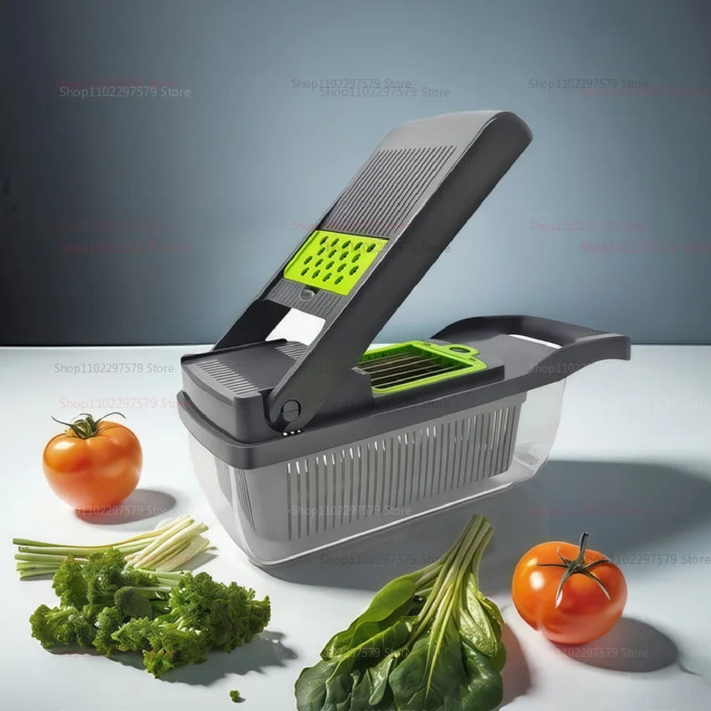 14/16-in-1 Vegetable Chopper Food Slicer Grater Carrot Tomato Cheese Onion Shredder Kitchen Utensil for Meal Prep & Cooking