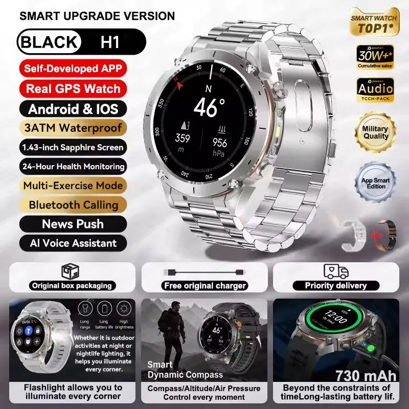 GPS New For HUAWEI Smart Watch DIgital Military Sport Electronic Bluetooth 10 ATM Waterproof Diving Original Bracelet For Xiaomi