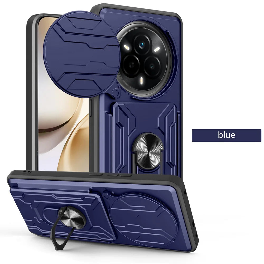 Card Storage Slot Camera Protect case for Realme 14 Pro + realme 13 Pro Armor Hybrid Ring Cover