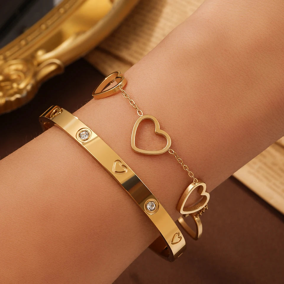 3PCS French Lucky Clover Women's Bracelet Set High Quality Stainless Steel INS Hot Selling Bracelet Charm Feeling Jewelry Gift