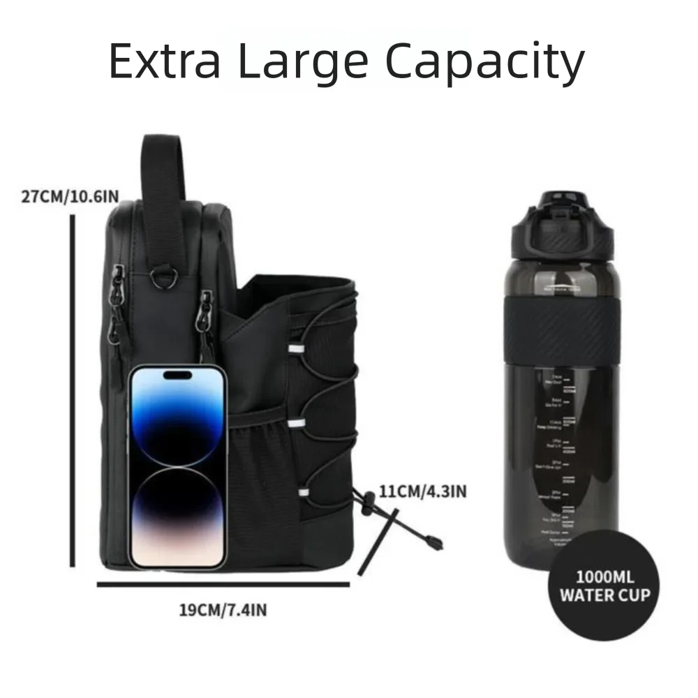 Magnetic Water Bottle Sling Bag Adjustable Large Capacity Gym Bottle Bag Convenience with Shoulder Strap Crossbody Sports Bag