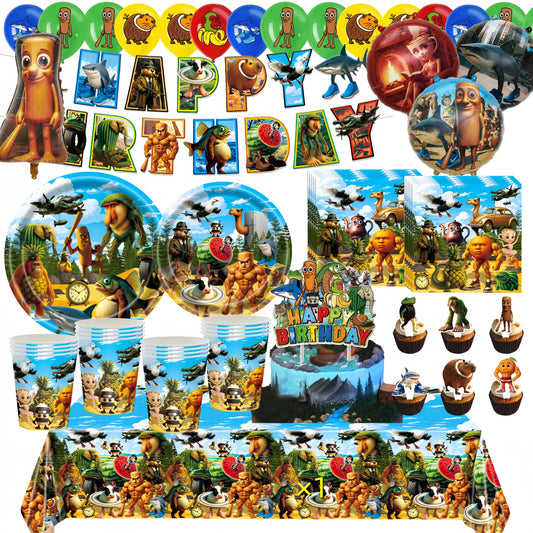Italian Brainrot Birthday Party Decoration Tung Tung Sahur Tralalelo Tralala Balloon Sticker Cup Plate for Party Favor Supplies