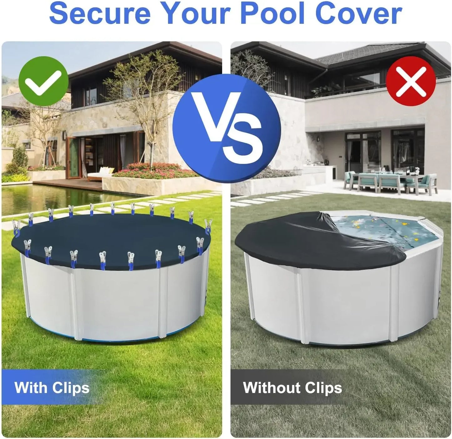 6/12Pcs Pool Cover Clips Stainless Steel Pool Cover Clamps For Above Ground Swimming Pool Wind Guard Clip Black Blue